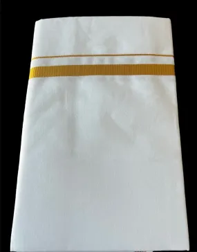 100% Premium Cotton Dhoti With Gold Zari Border - Men's Traditional White Cotton