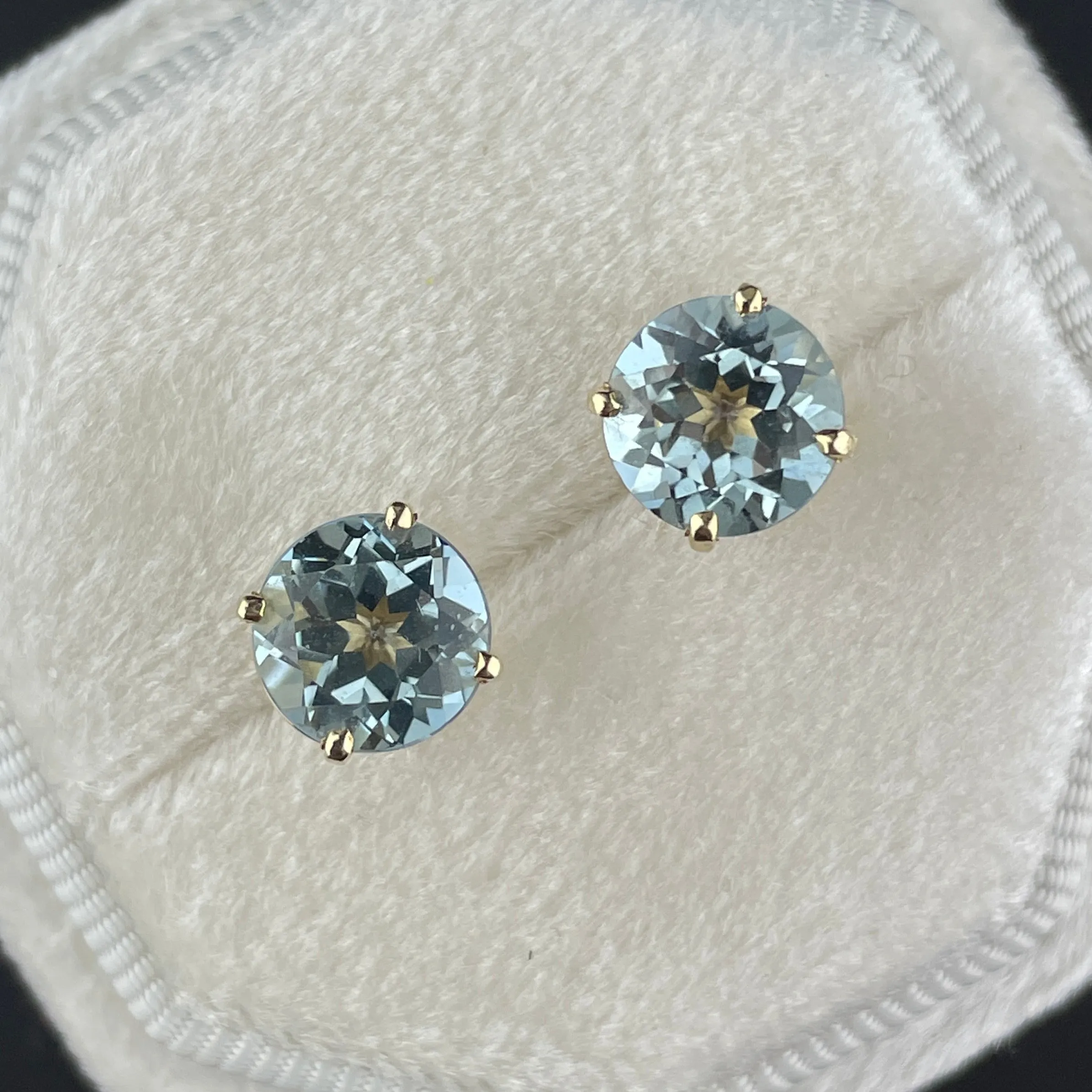 14K Gold Blue Topaz Stud Earrings