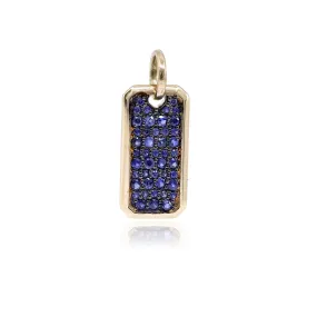 14K YELLOW GOLD SAPPHIRE DOG TAG CHARM