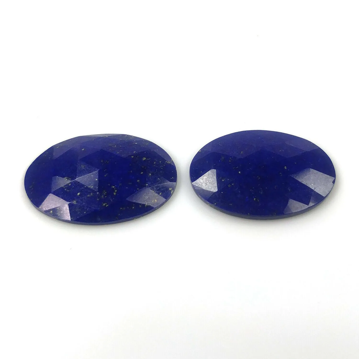 17.50cts Natural Untreated BLUE LAPIS LAZULI Gemstone Oval Shape Rose Cut 22*15mm Pair For Earring