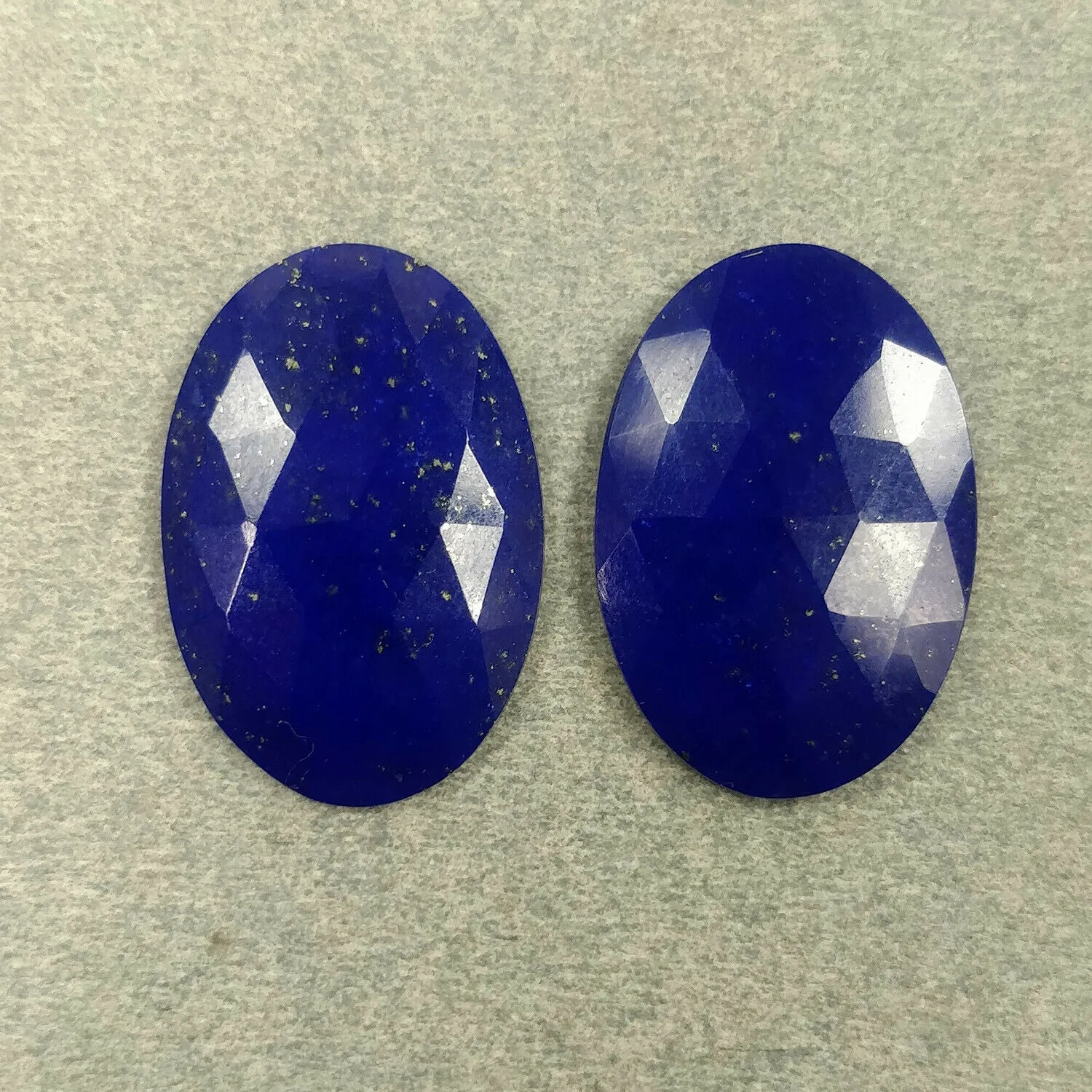 17.50cts Natural Untreated BLUE LAPIS LAZULI Gemstone Oval Shape Rose Cut 22*15mm Pair For Earring