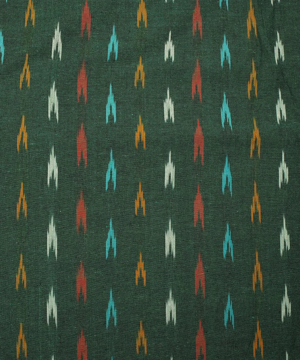 2.5 m Dark green cotton handloom pochampally ikat fabric