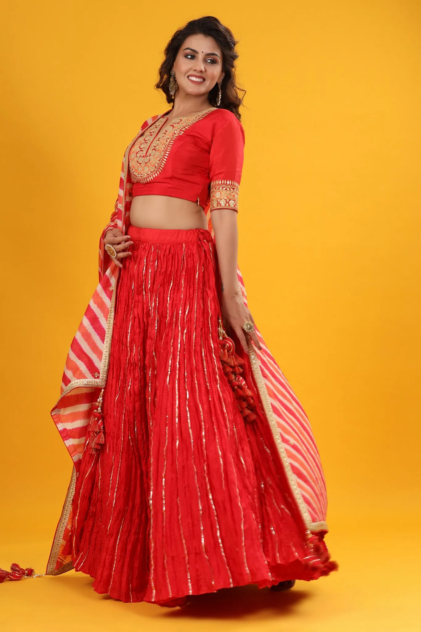 30Z253-RO Red Embroidered Beautiful Lehenga Set