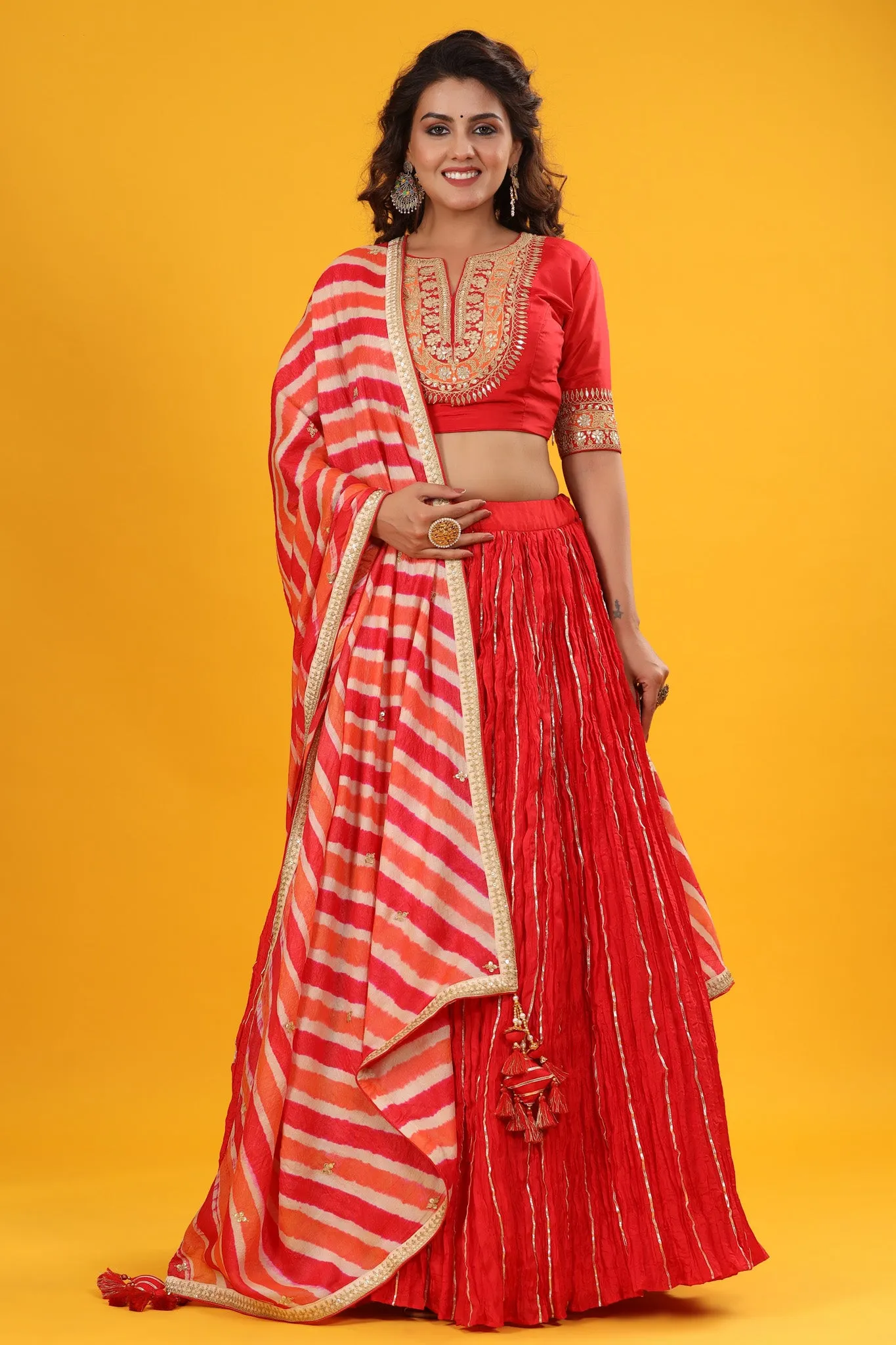 30Z253-RO Red Embroidered Beautiful Lehenga Set