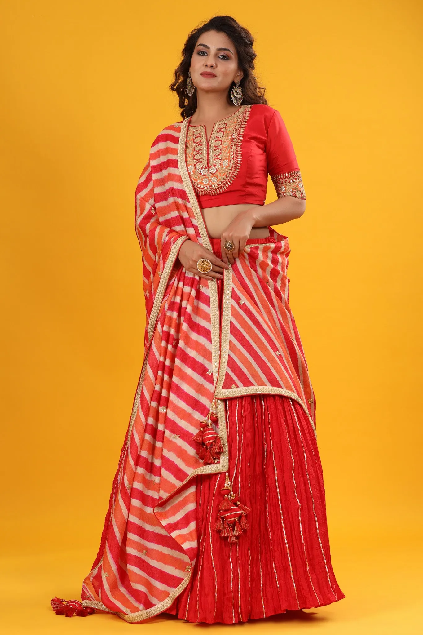 30Z253-RO Red Embroidered Beautiful Lehenga Set