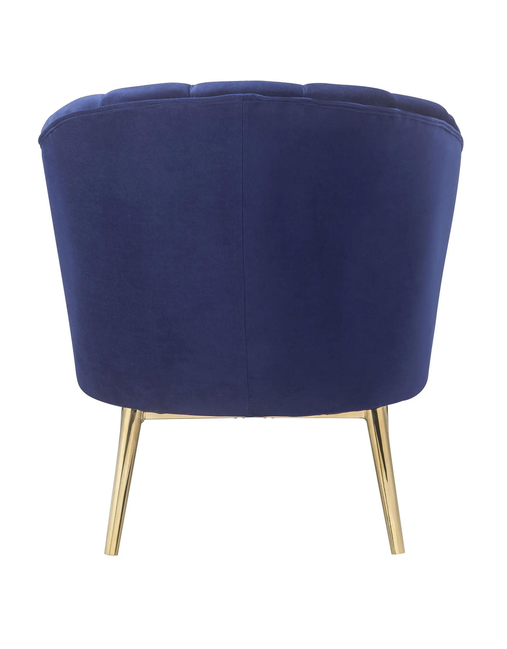 32 Blue And Copper Velvet Tufted Barrel Chair