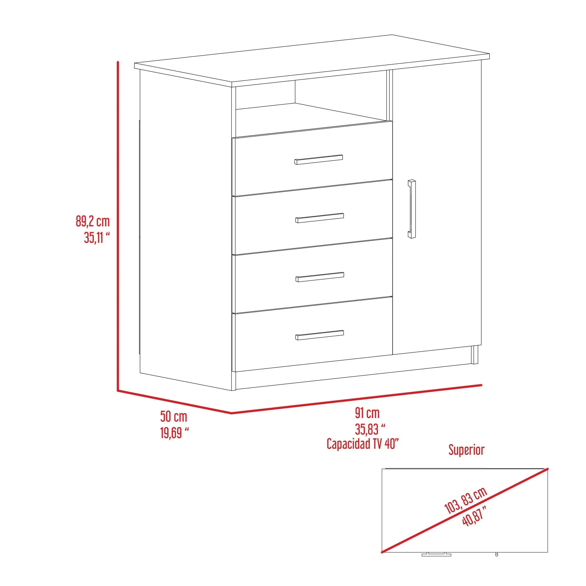 36 Light Gray Four Drawer Dresser