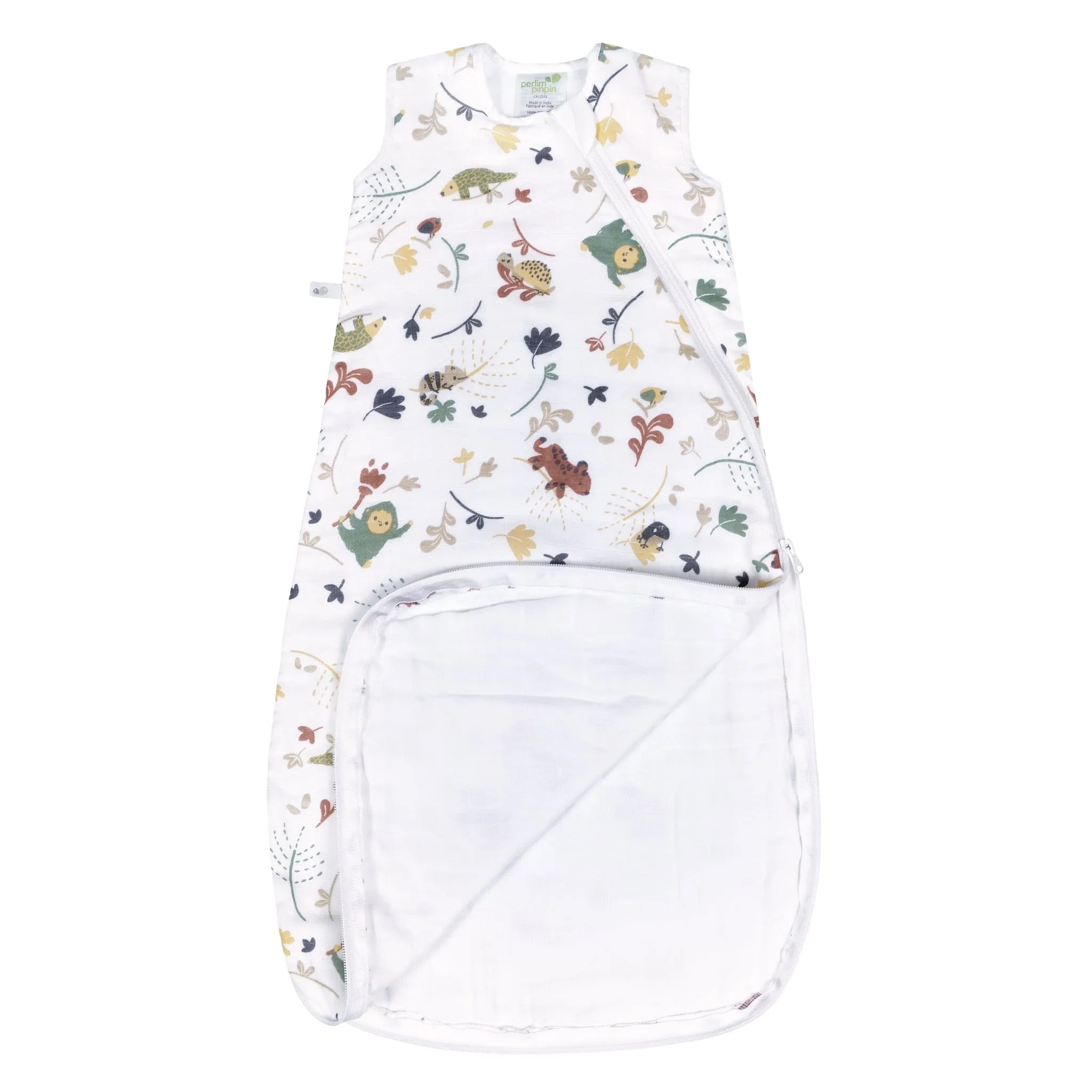 4 layers cotton muslin sleep sack - Green Jungle (1.5 togs)