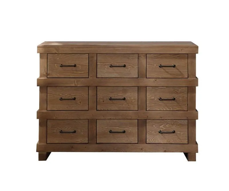 44 Brown Solid Wood Nine Drawer Triple Dresser