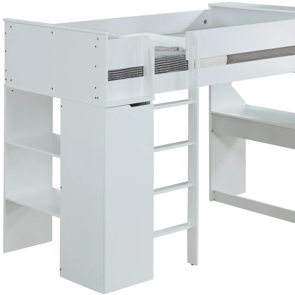 45 X 92 X 66 White Wood Veneer (Laminated) Loft Bed