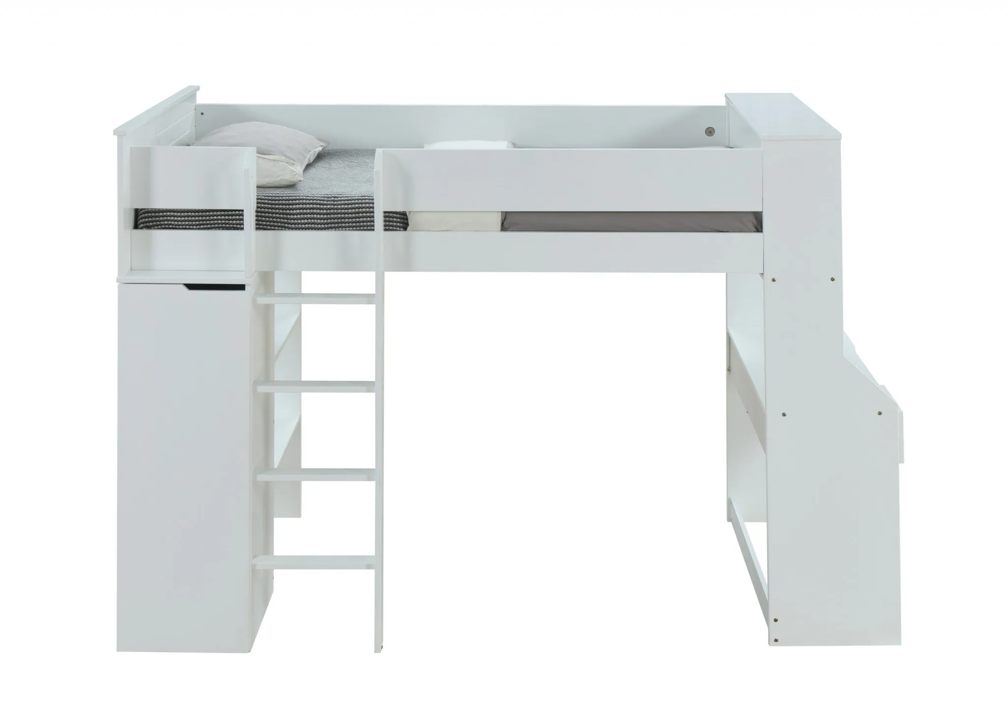 45 X 92 X 66 White Wood Veneer (Laminated) Loft Bed