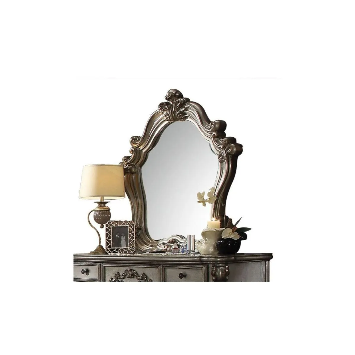 47 Antique Platinum Irregular Dresser Mirror