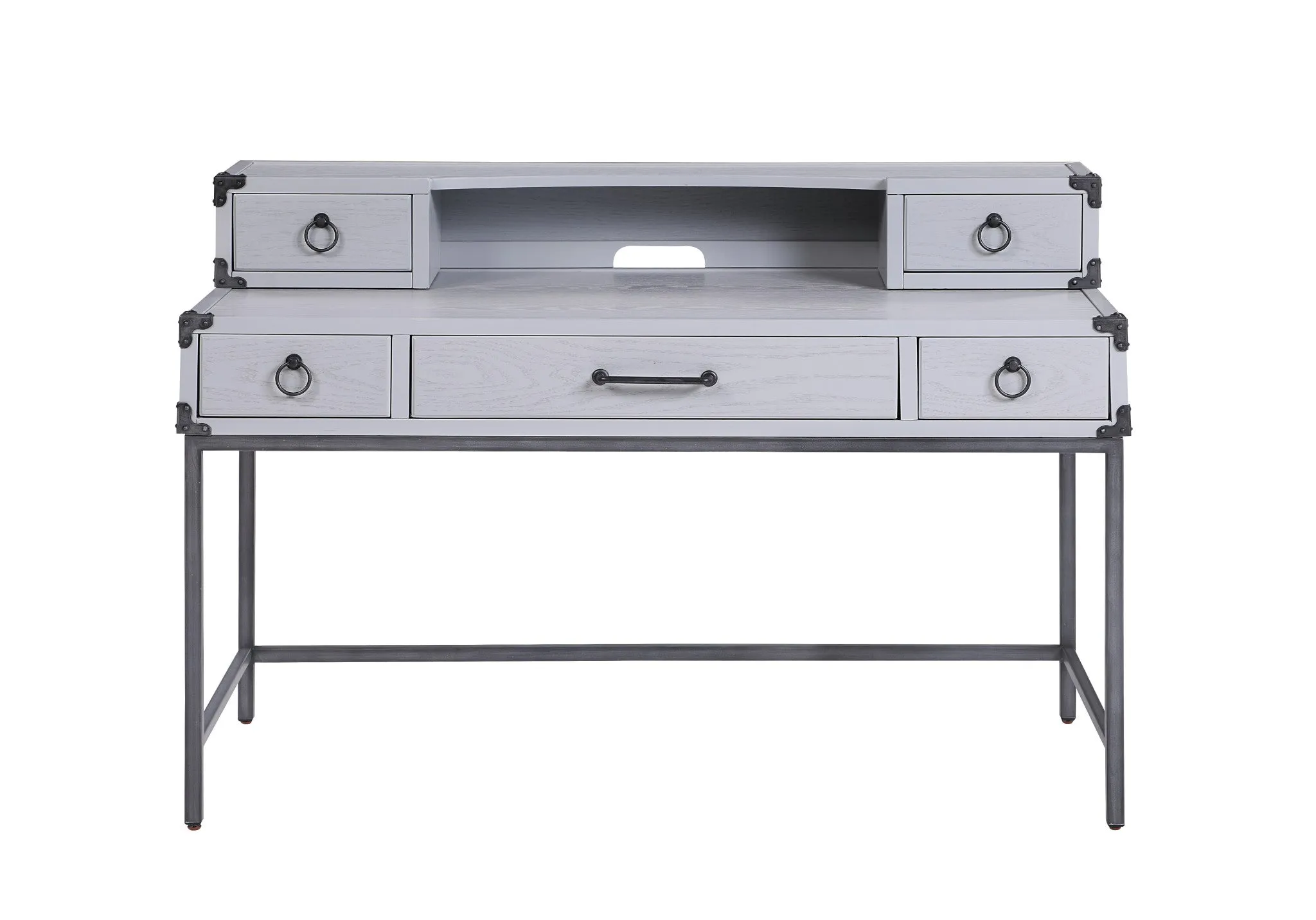 54 Gray Wood Writing Desk With Five Drawers