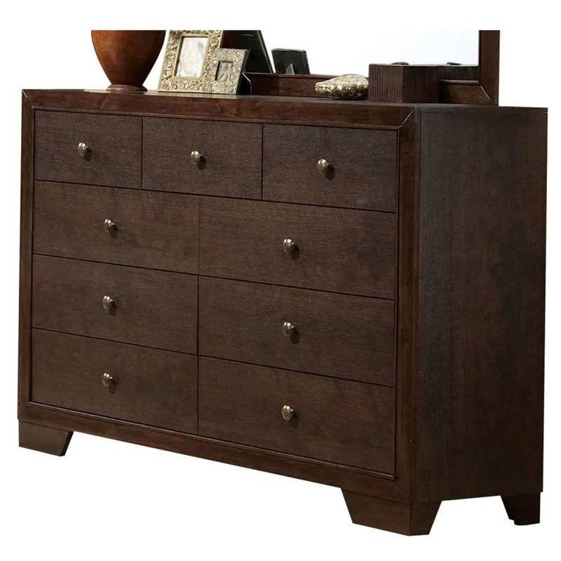 57 Espresso Solid and Manufactured Wood Double Dresser