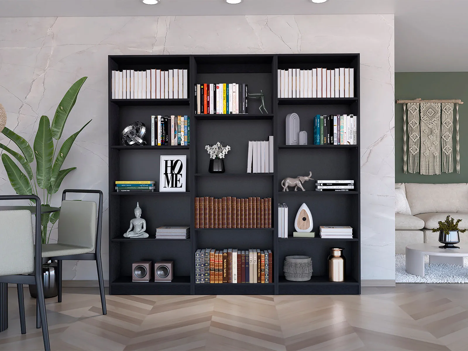 71 Black Four Tier Bookcase