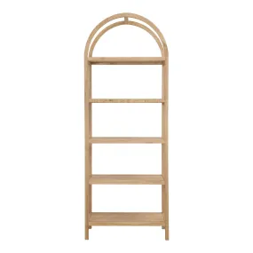 80 Natural Wood Five Tier Arched Top Bookcase