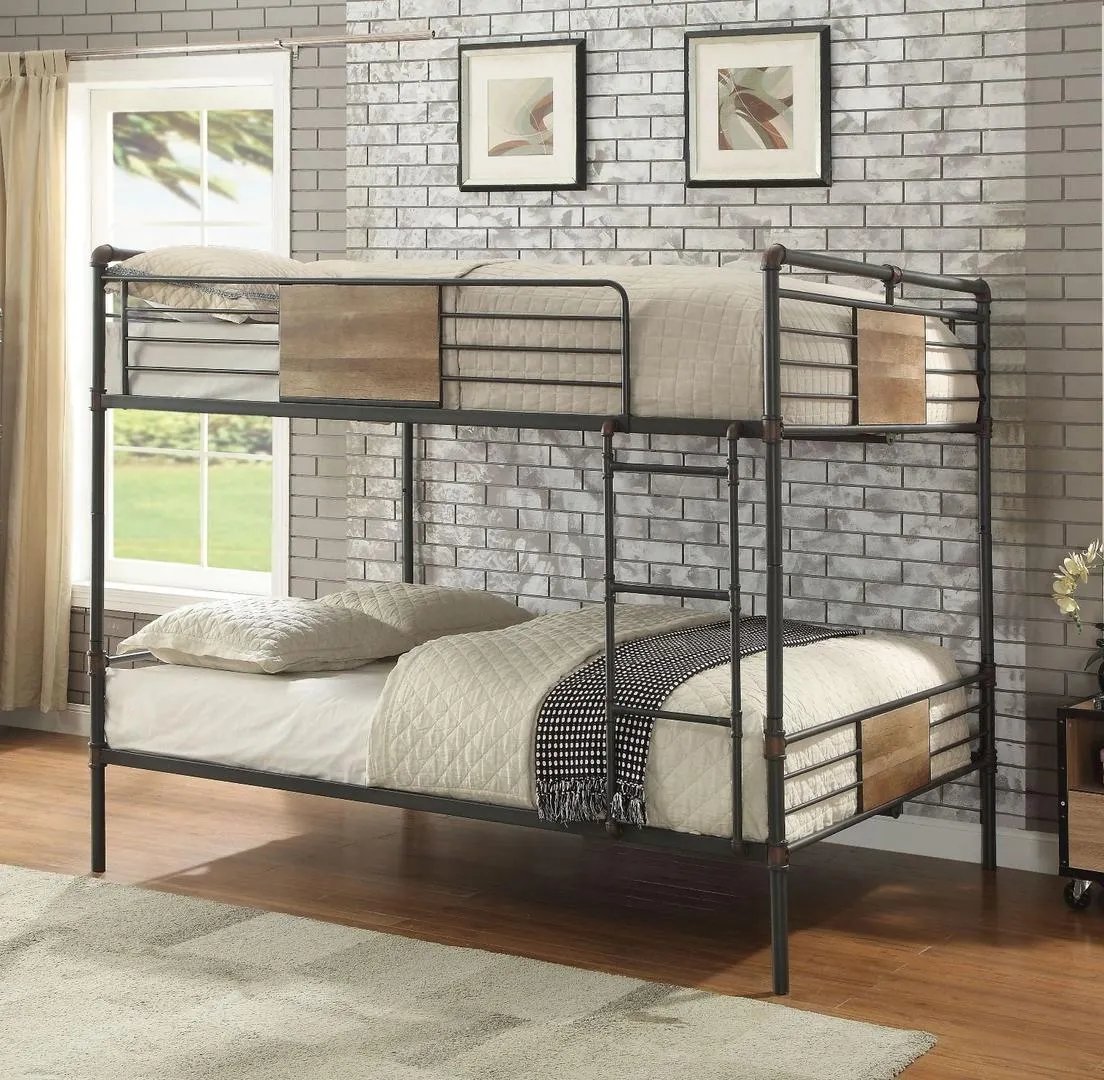 83 X 65 X 68 Sandy Black  Dark Bronze Handbrushed Queen Over Queen Bunk Bed