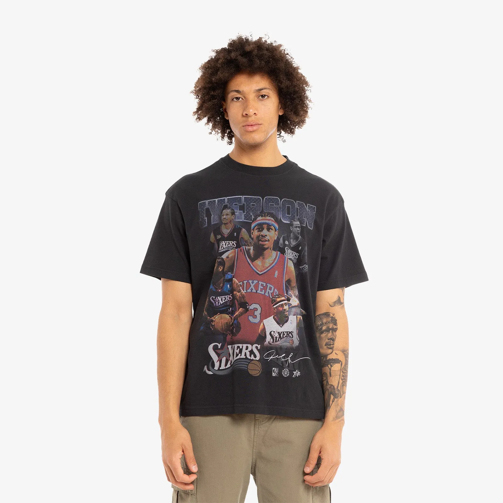 Allen Iverson Philadelphia 76er's Player & Stats T-Shirt - Black