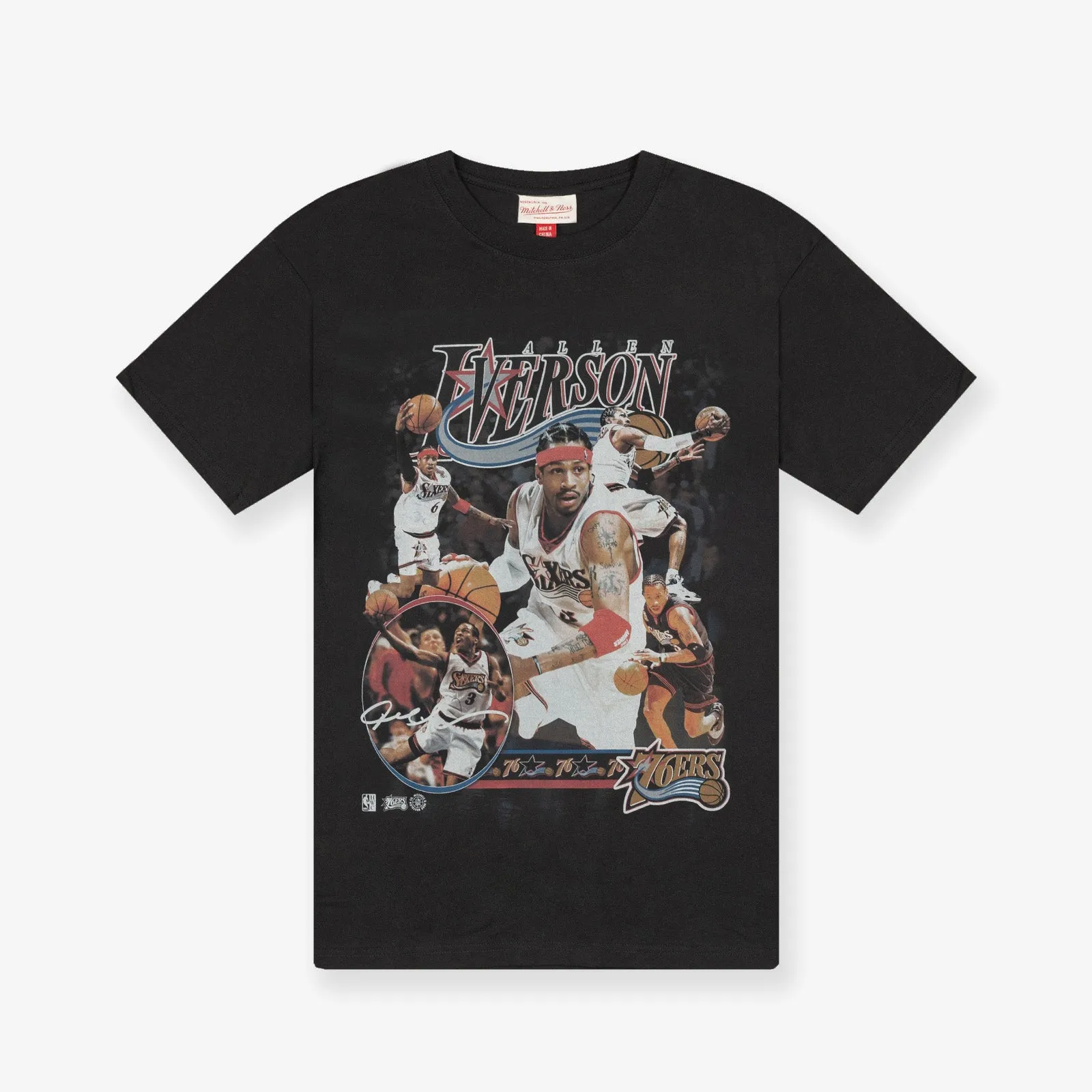 Allen Iverson Philadelphia 76ers Player Graphic T-Shirt - Black