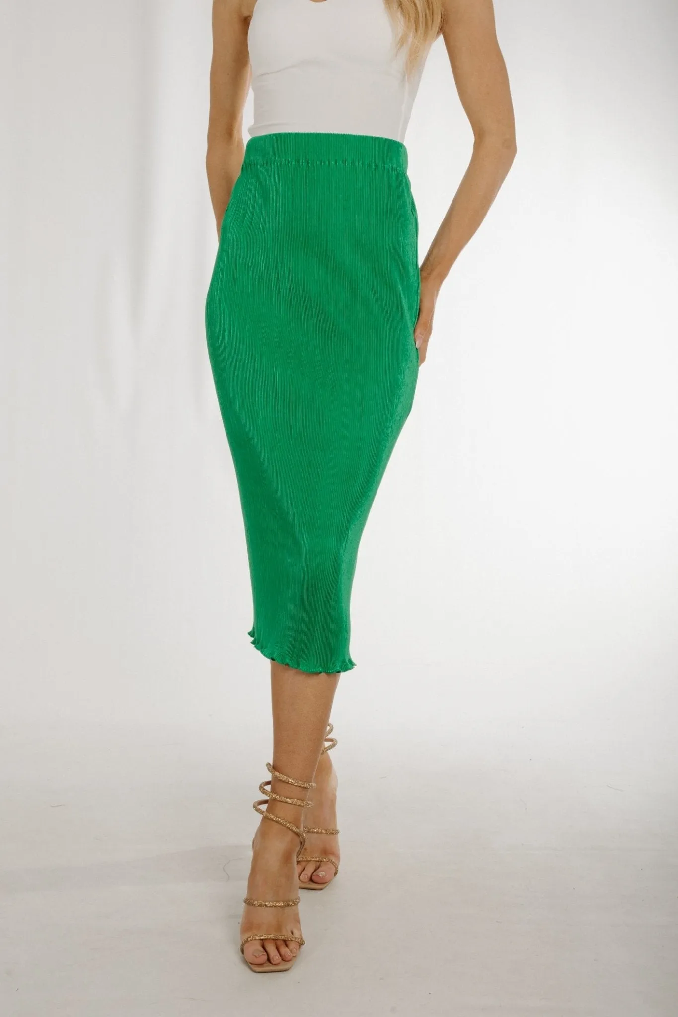 Ally Crepe Midi Skirt In Green