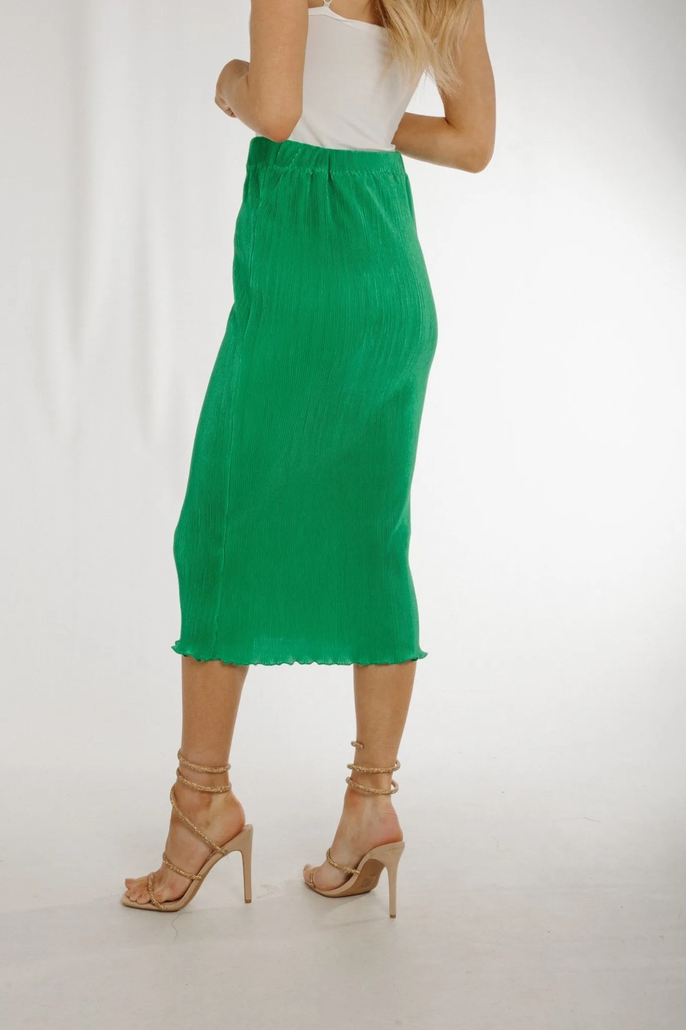 Ally Crepe Midi Skirt In Green