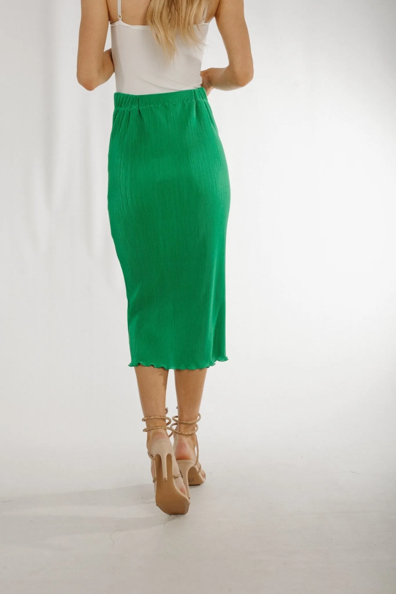 Ally Crepe Midi Skirt In Green