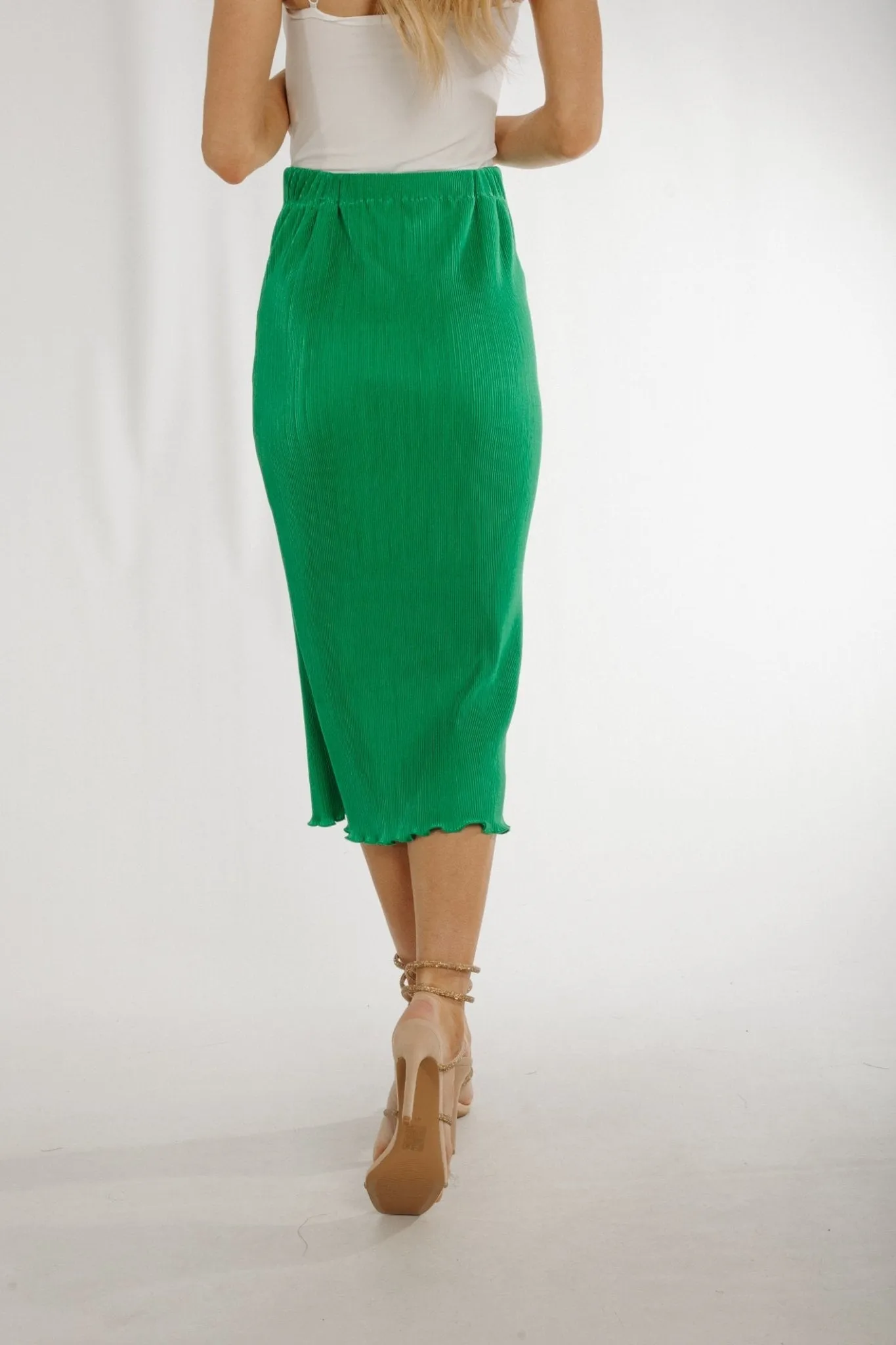 Ally Crepe Midi Skirt In Green