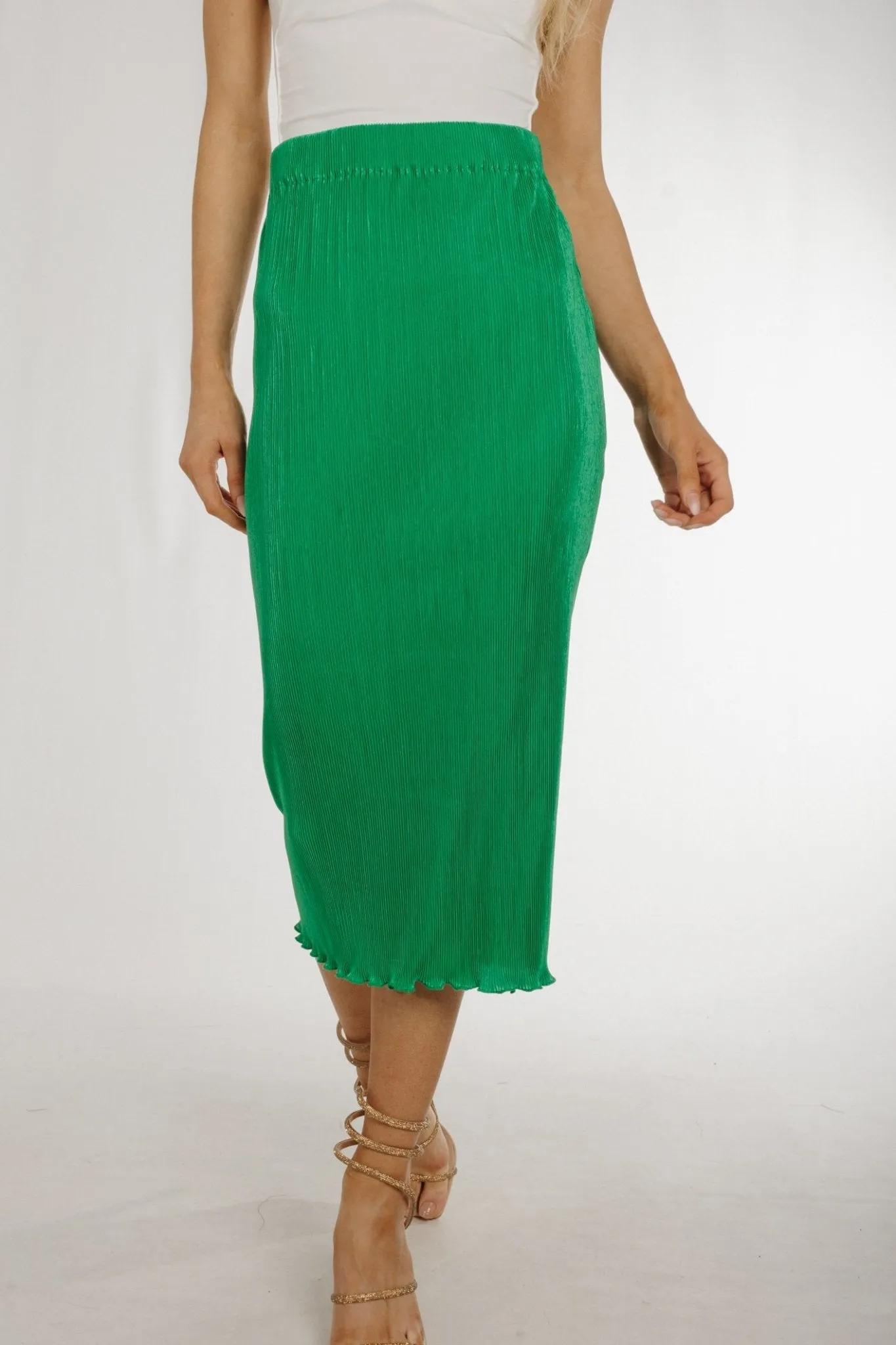 Ally Crepe Midi Skirt In Green