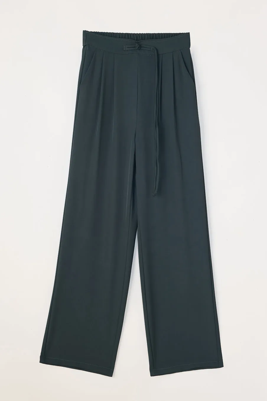 Anchor Grey Knotted Waist Korean Pants