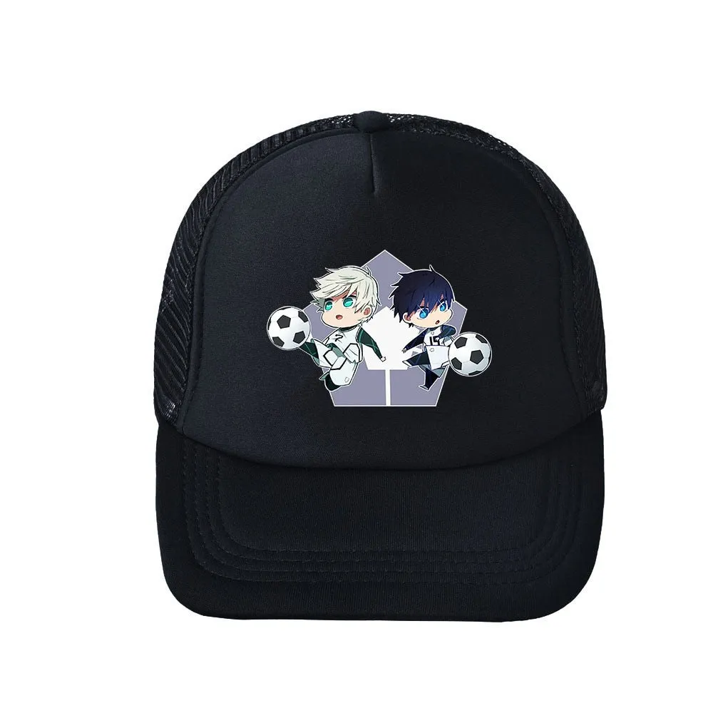 Anime Bluelock Logo Peaked Cap Unisex Black White Baseball Caps Casual Cotton Sun Hat Trucker