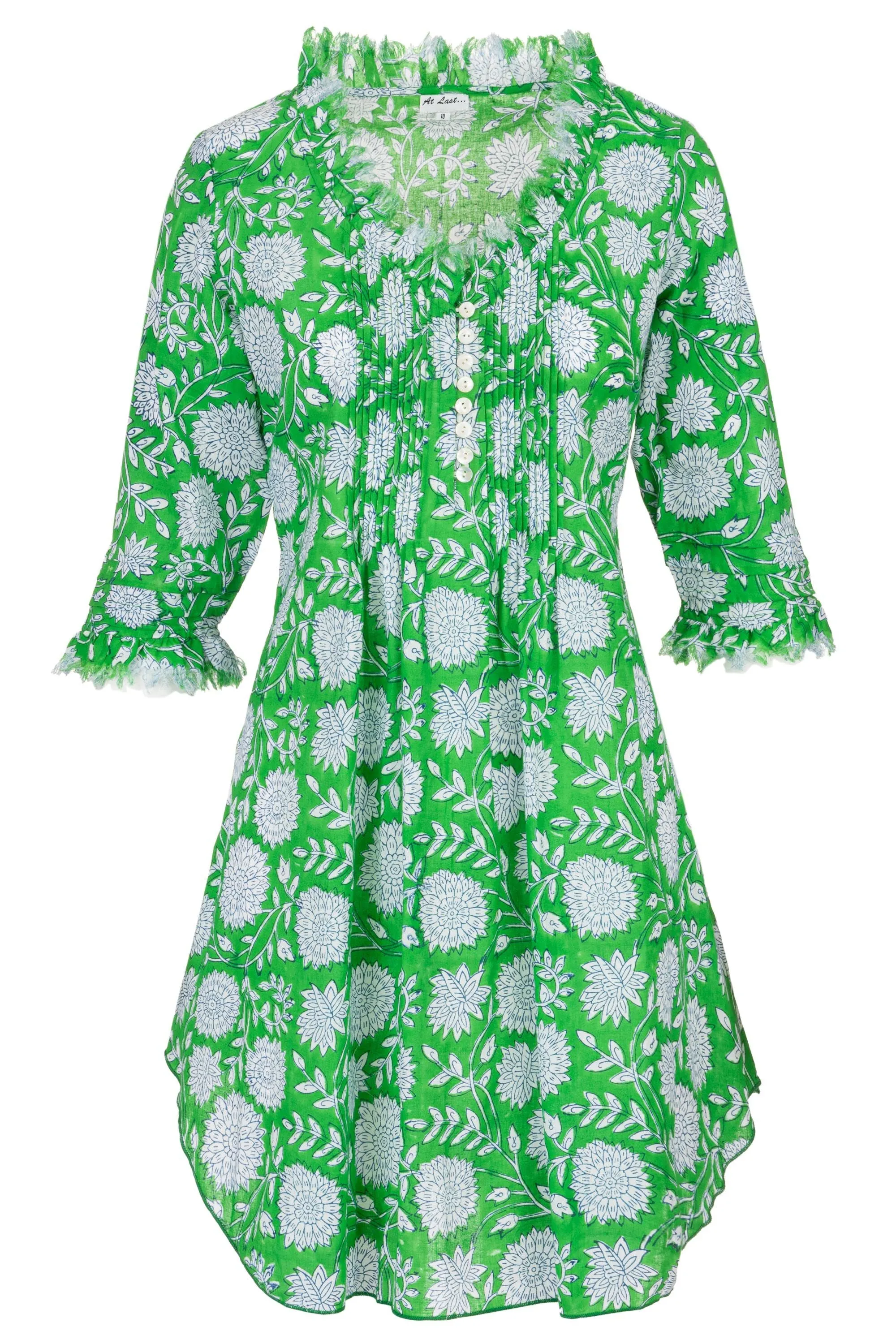 Annabel Cotton Tunic in Green Flower