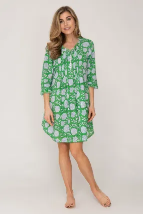 Annabel Cotton Tunic in Green Flower