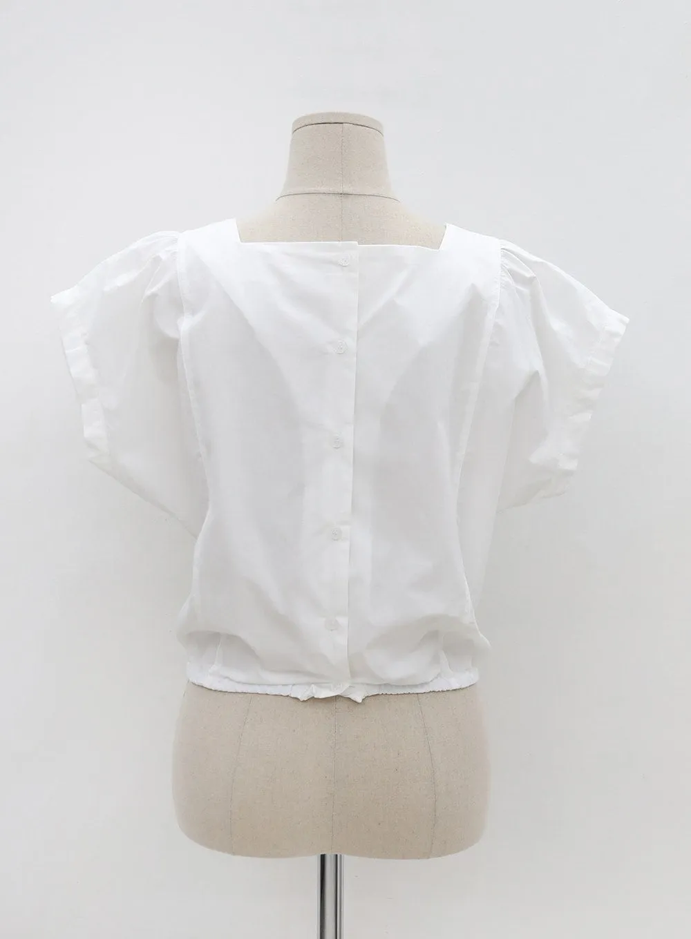 Banded Cotton Blouse with Back Buttons UU1107