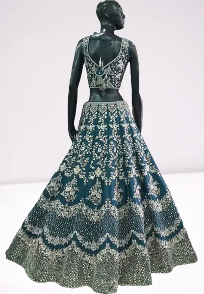 Beautifully designed Blue colored Lehenga Set- Rent