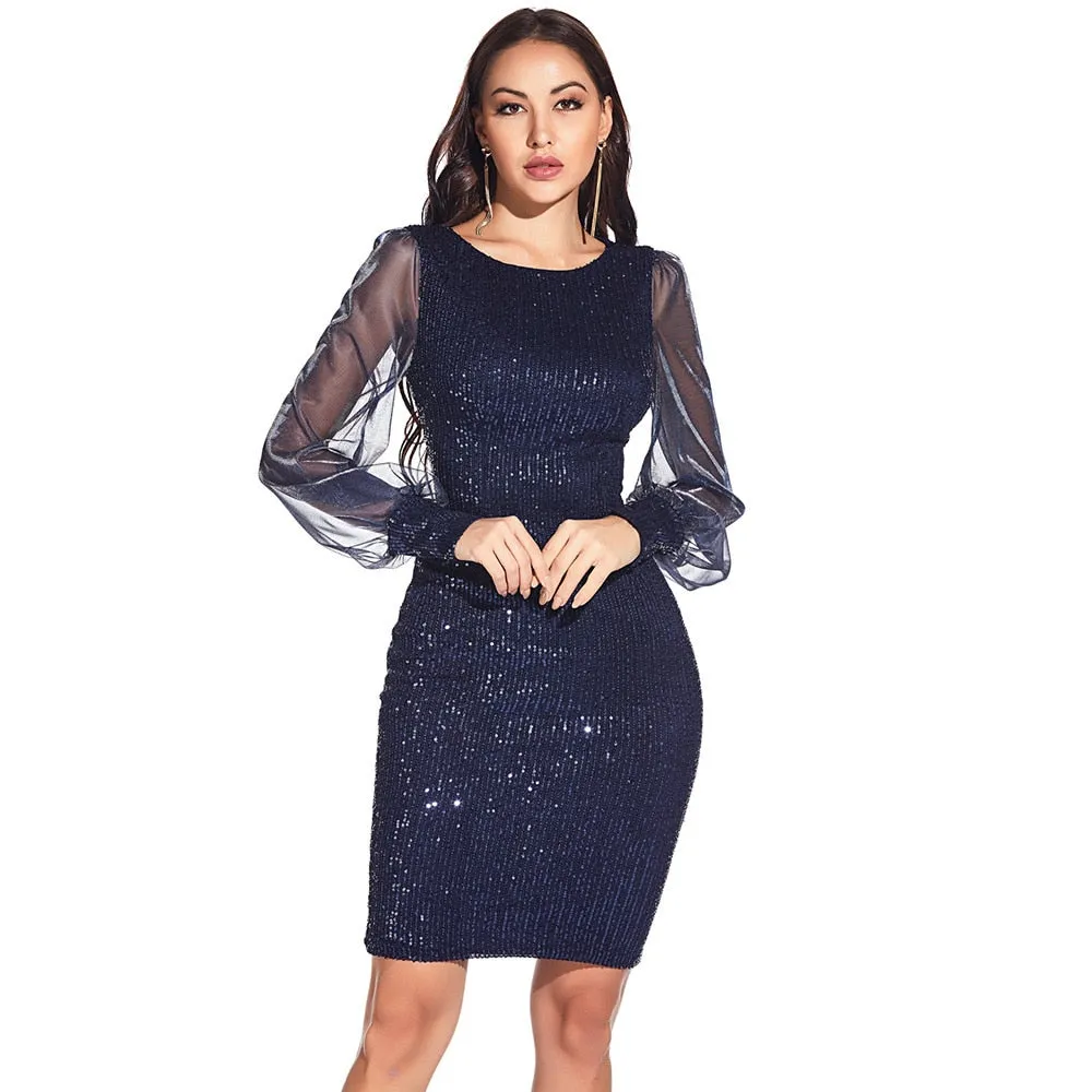 BerriesJam - 2024 Sexy Vintage Glitter Long Sleeve Sequin Summer Dress