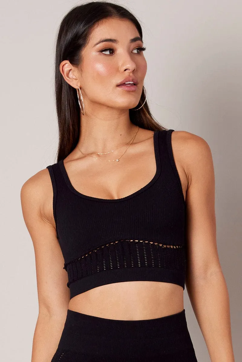 Black Tank Top V Neck Seamless