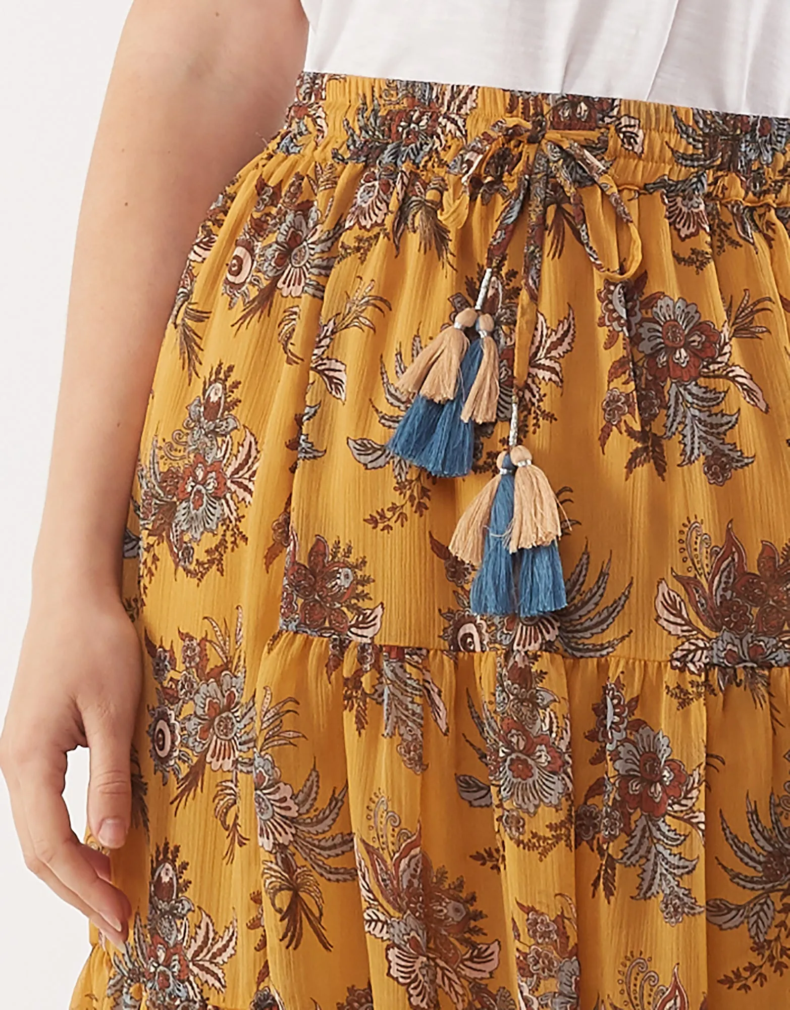 Blanca Yellow Floral Midi Skirt