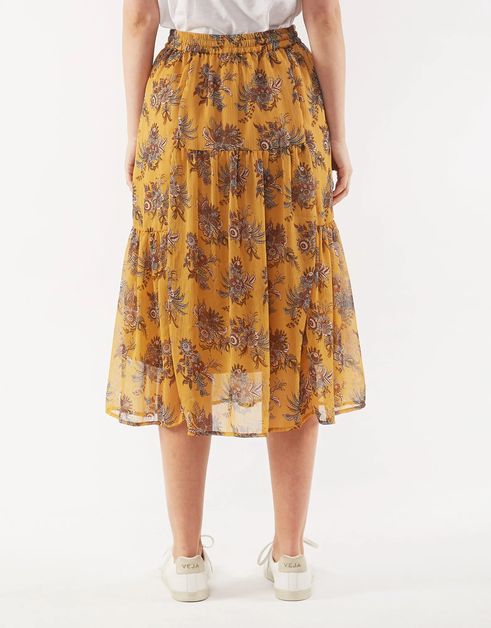 Blanca Yellow Floral Midi Skirt