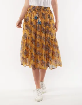 Blanca Yellow Floral Midi Skirt