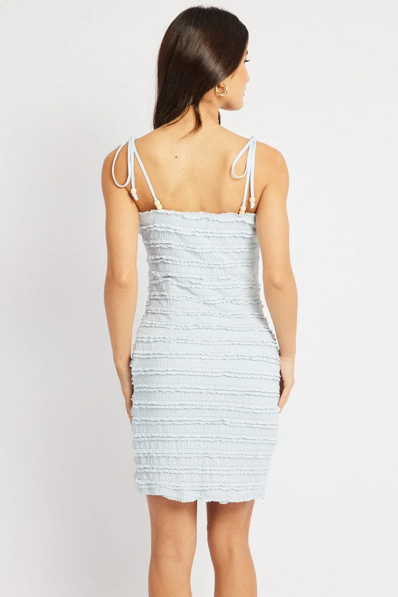 Blue Bodycon Dress Textured Mini