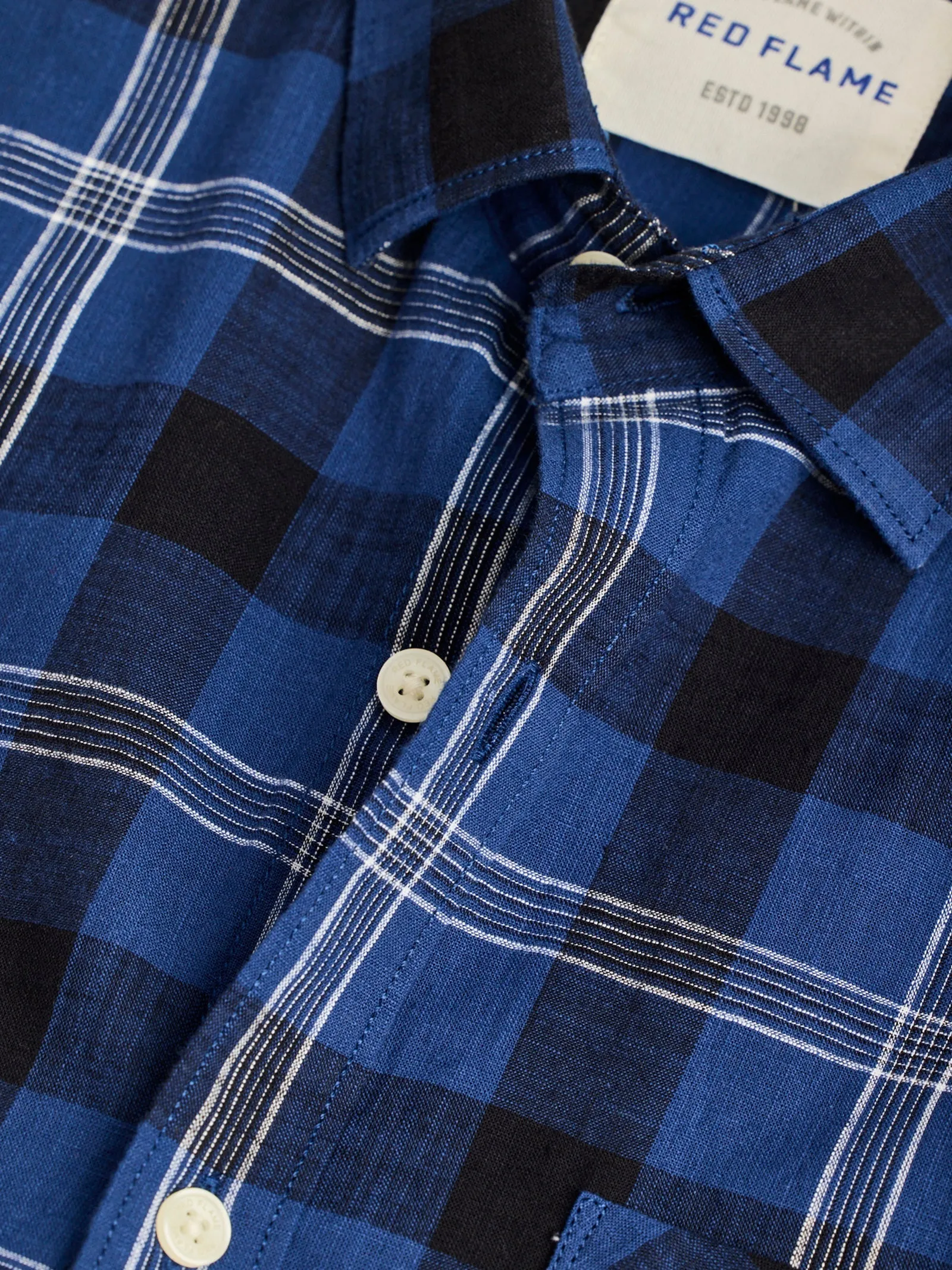 Blue Pure Cotton Checked Shirt