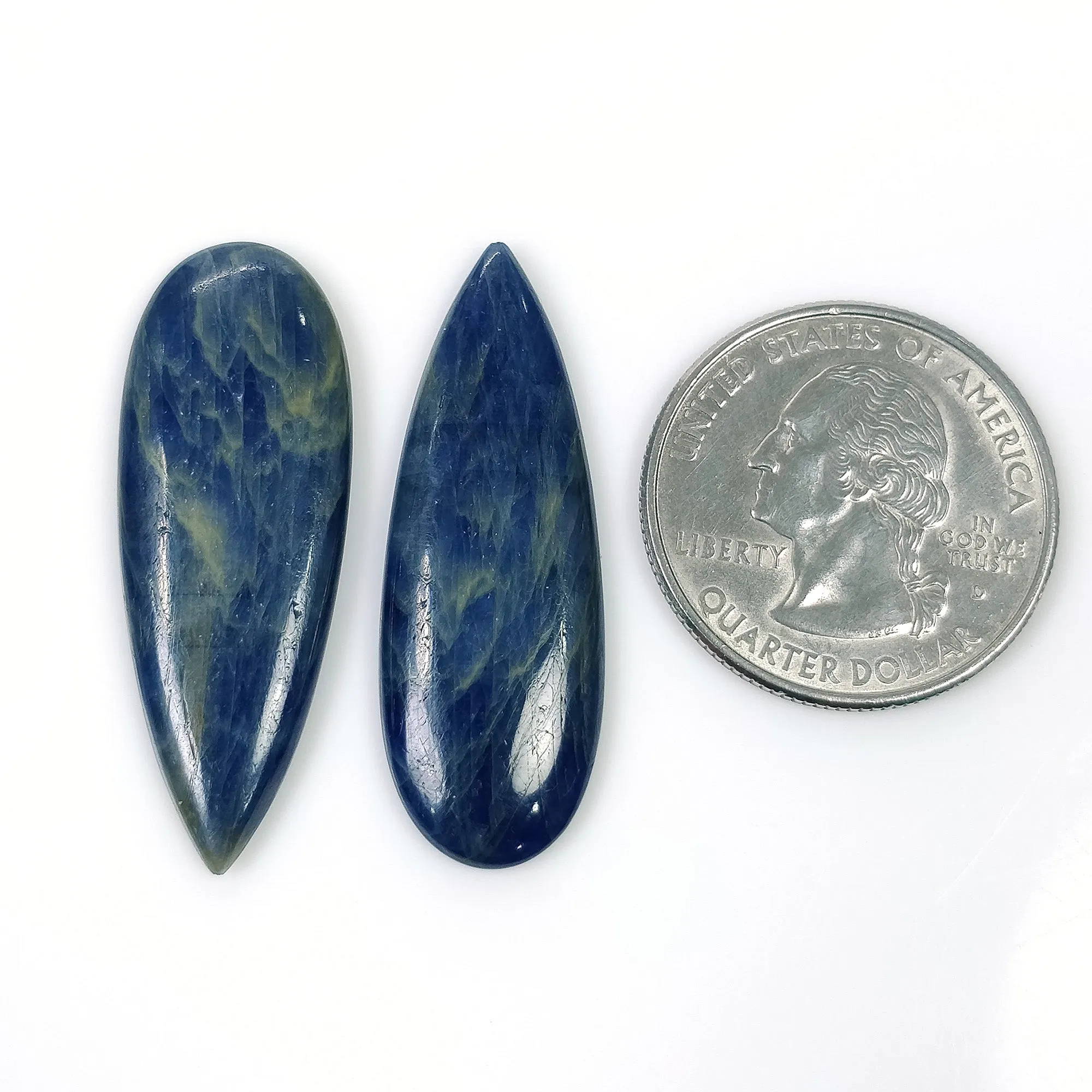 BLUE SAPPHIRE Gemstone Cabochon September Birthstone : 35.50cts Natural Untreated Sapphire Pear Shape Cabochon 37*13mm Pair