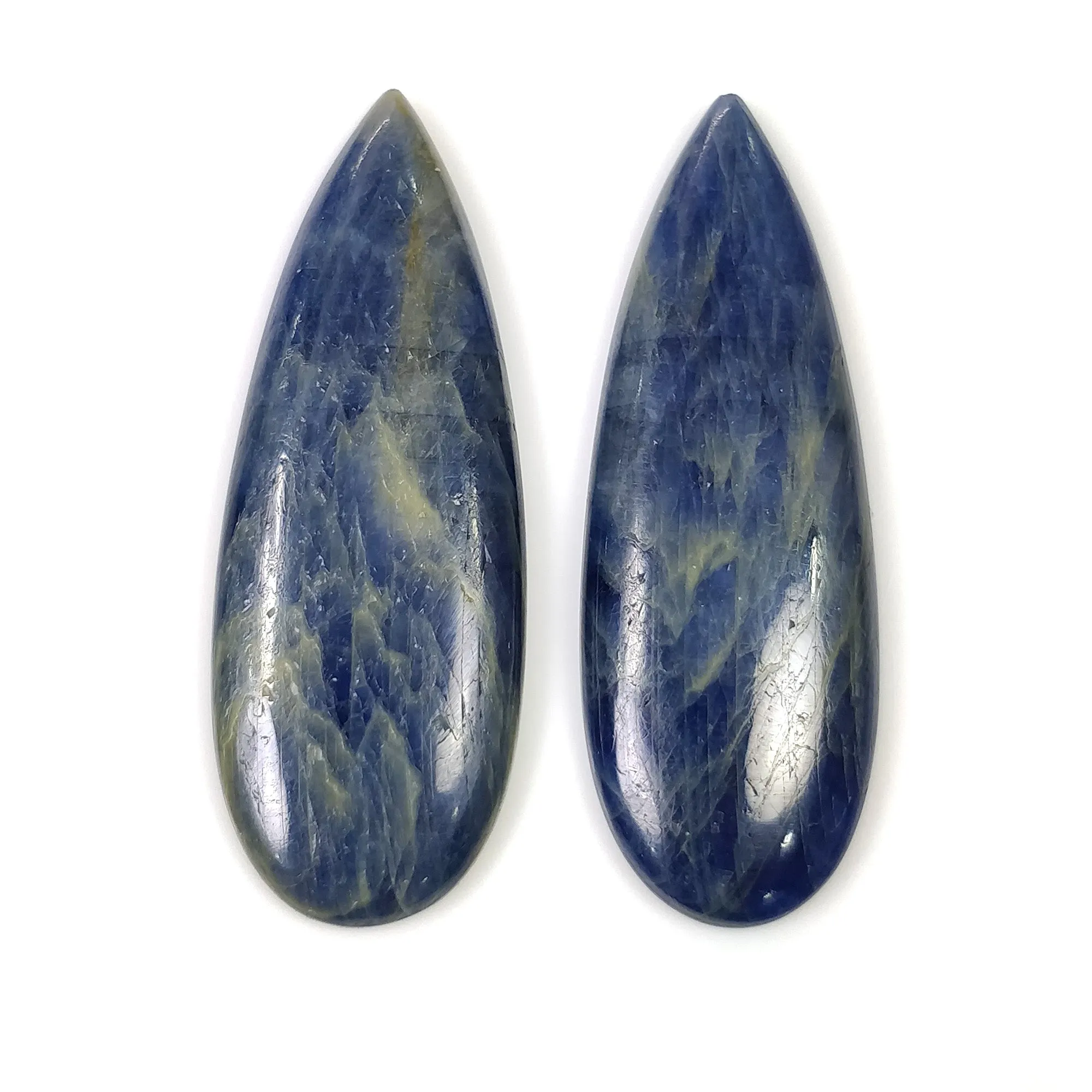 BLUE SAPPHIRE Gemstone Cabochon September Birthstone : 35.50cts Natural Untreated Sapphire Pear Shape Cabochon 37*13mm Pair