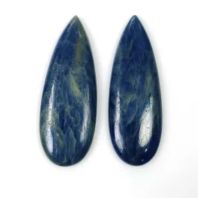 BLUE SAPPHIRE Gemstone Cabochon September Birthstone : 35.50cts Natural Untreated Sapphire Pear Shape Cabochon 37*13mm Pair