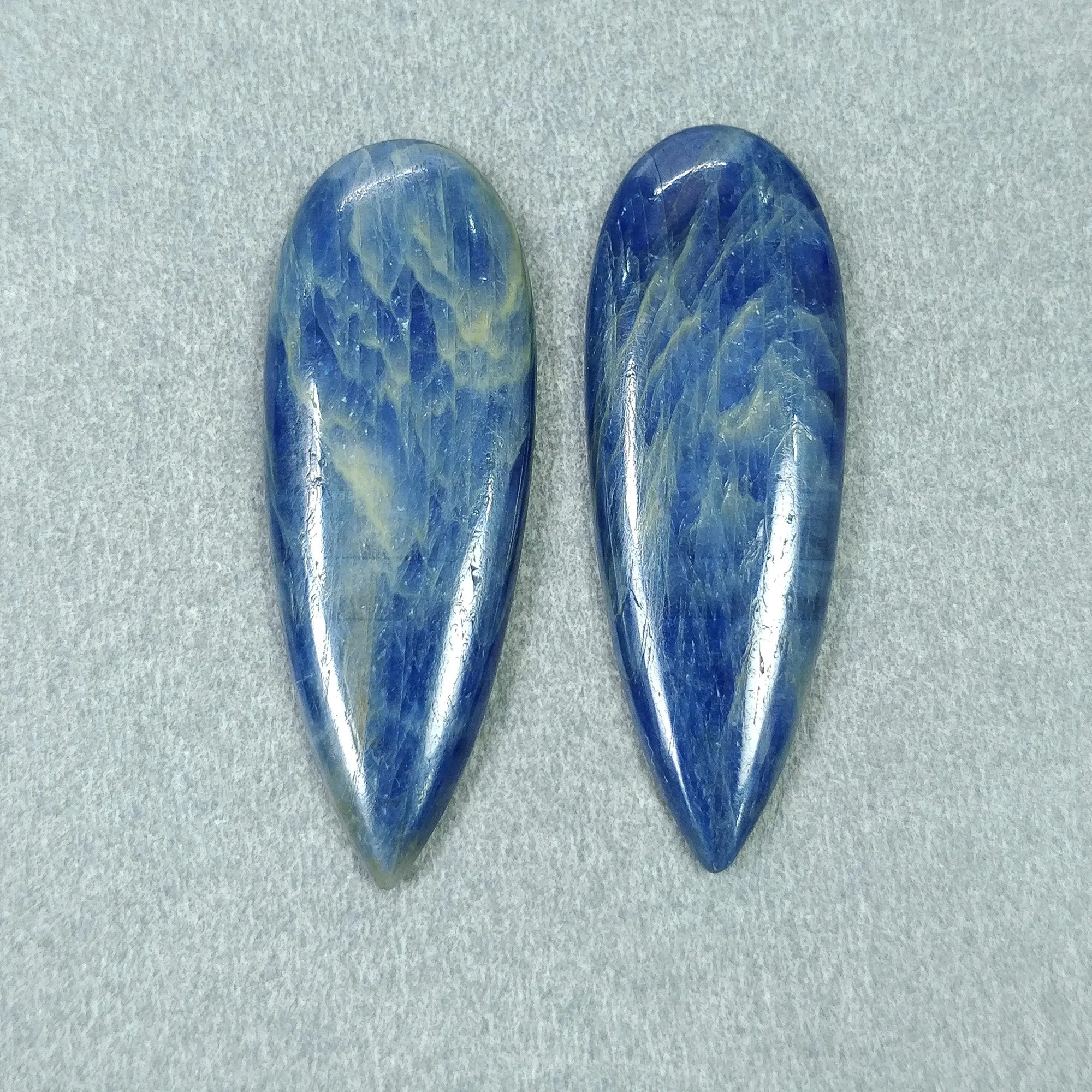 BLUE SAPPHIRE Gemstone Cabochon September Birthstone : 35.50cts Natural Untreated Sapphire Pear Shape Cabochon 37*13mm Pair