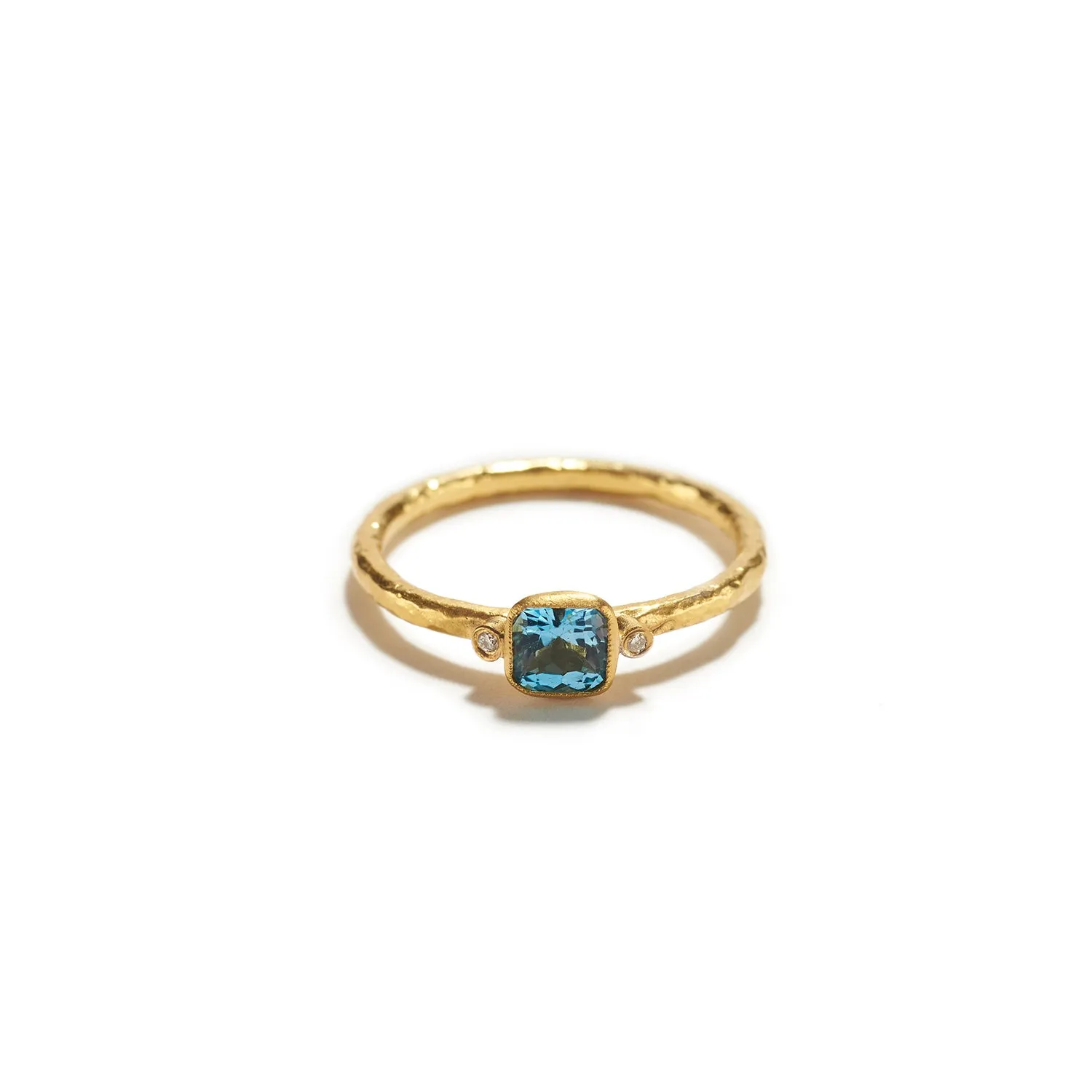 Blue Topaz with Diamond Ring