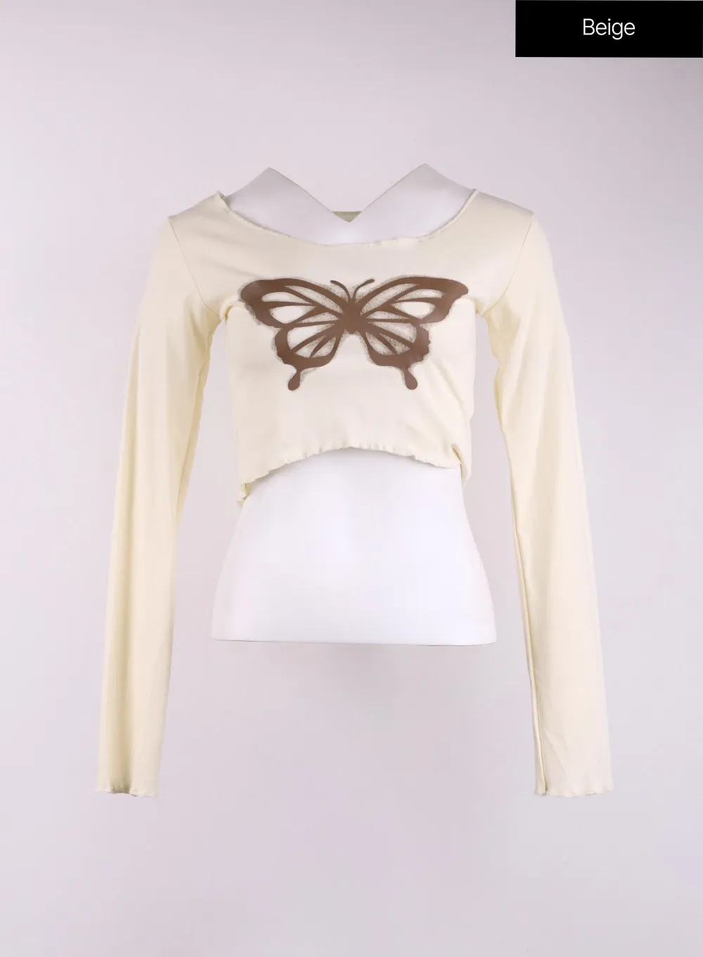 Butterfly Boat Neck Crop Tee CJ431