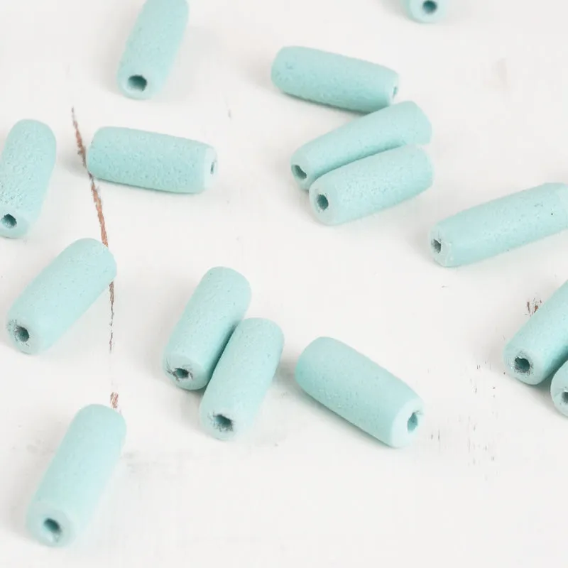 Ceramic Beads-7x18mm Coarse Tube-Seafoam Blue-Quantity 3