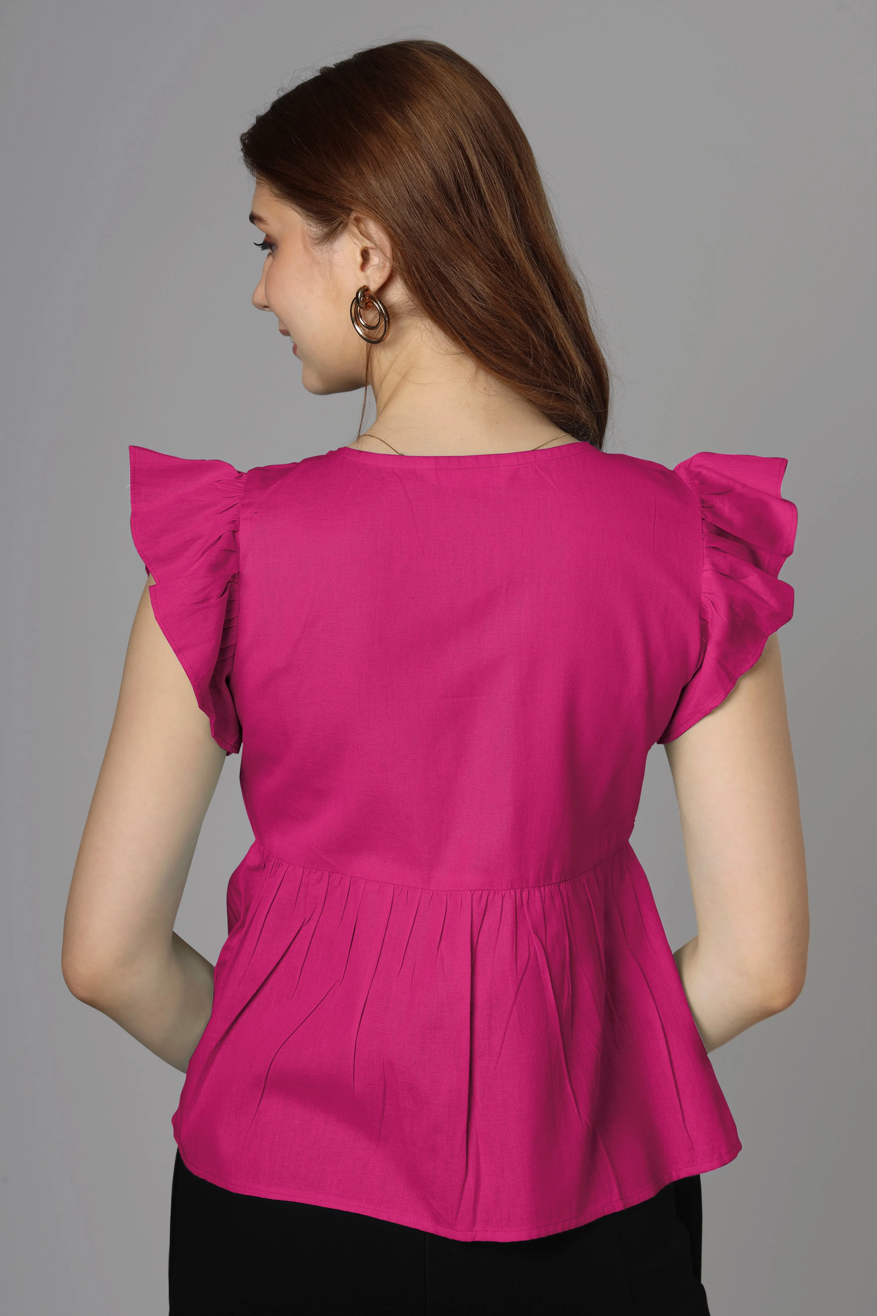 Classic Magenta Cotton Top For Women