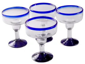 Cobalt Blue Rim Coupette Margarita - 12 oz - Set of 4